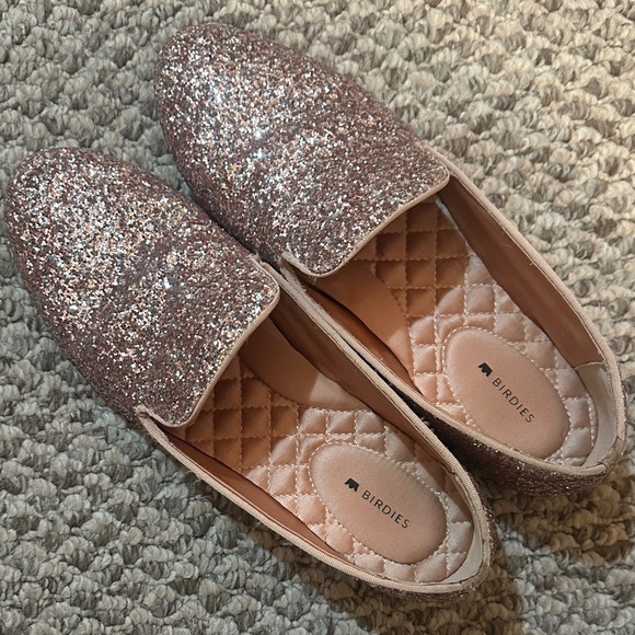 Birdies Shoes - Birdies Rose Gold Glitter Slip-Ons